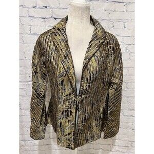 The DragonFly Shop Metallic Gold And Black One Button Blazer Jacket Size XL